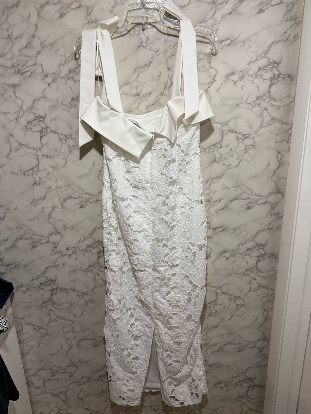 Petal & Pup White Lace Midi Dress with Tie Straps - Picture 7 of 11